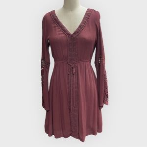 Rust Bohemian Dress with cotton trim